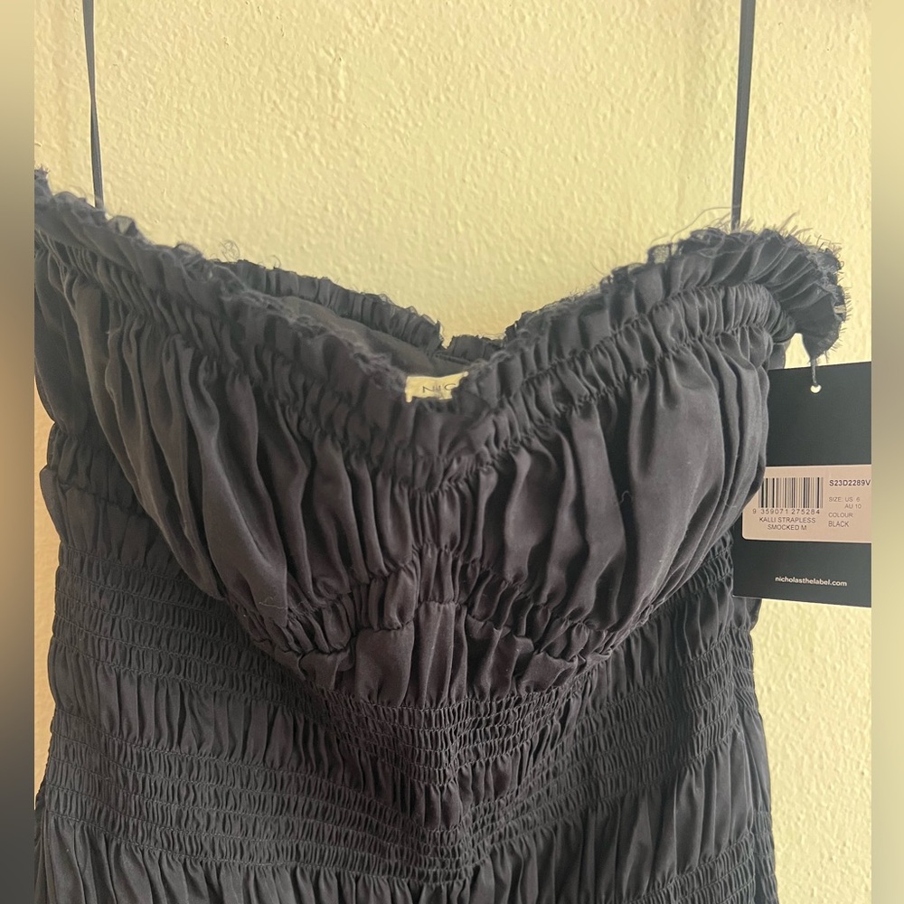 NWT Nicholas Kalli Elegant Black Strapless Maxi Dress Size US 6 AU 10 - Picture 8 of 15